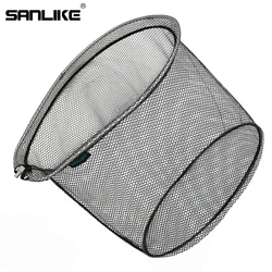 SANLIKE Fishing Net Collapsible Rubberized Nylon Mesh Hole 8*8mm Depth Aluminium Frame Ring Folding Fishing Landing Dip Net