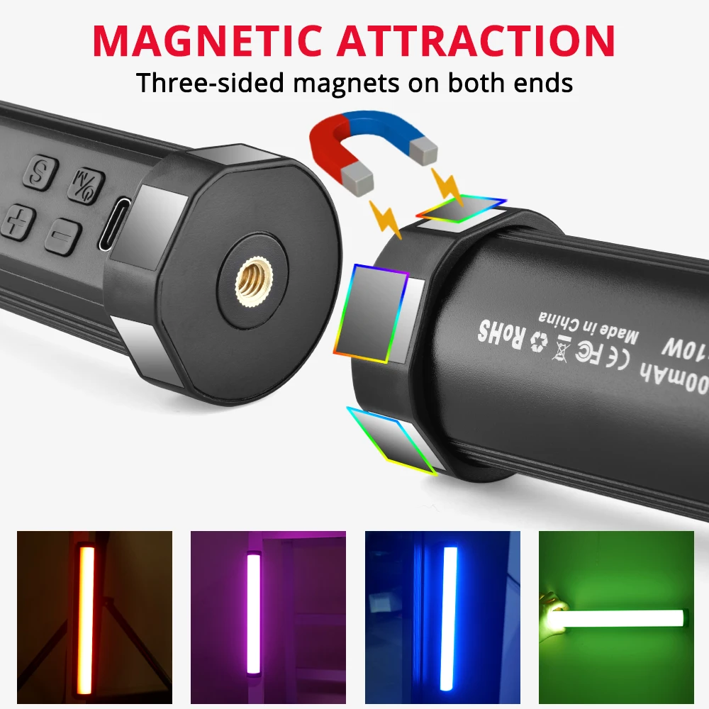 RGB Light Stick Handheld LED Light Wand Magnetic Video Light 5200mAh Rechargeable 21 RGB Effect for Live Streaming YouTube Vlog