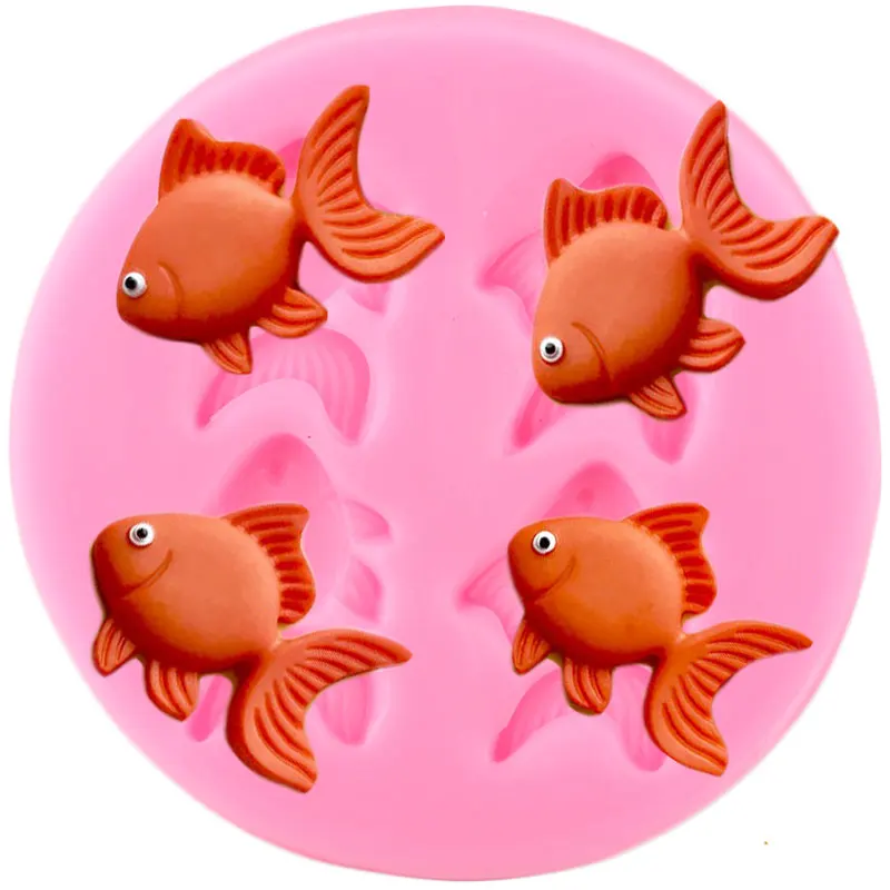 Fish Pond Koi Silicone Mold Candy Clay Chocolate Cookie Baking Mould Baby Birthday Cupcake Topper Fondant Cake Decorating Tools