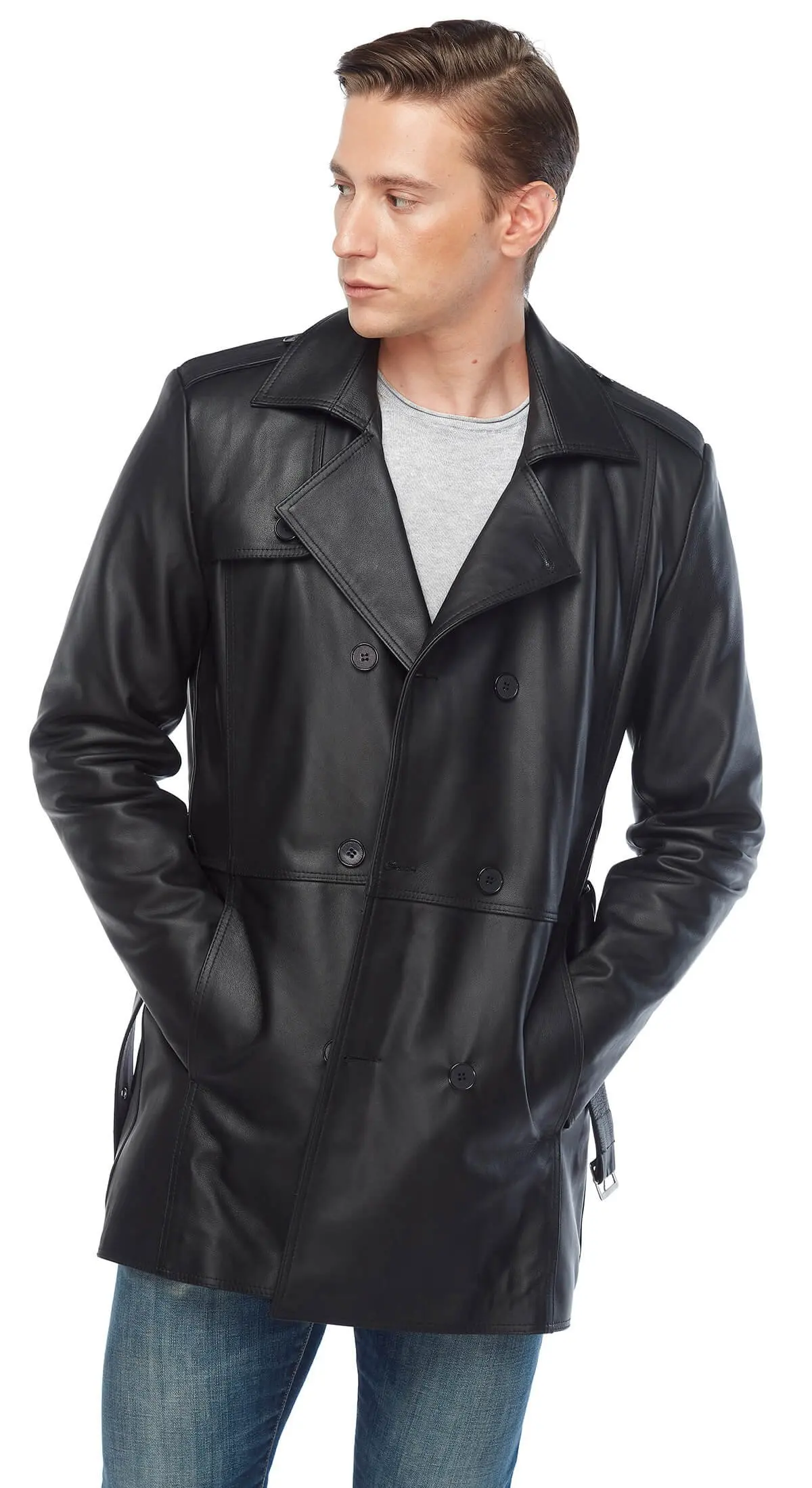 Vera pelle nero maschio Trench Orjinal pelle di agnello autunno inverno 2022 Biker Slim Large Size VintageTürkiye