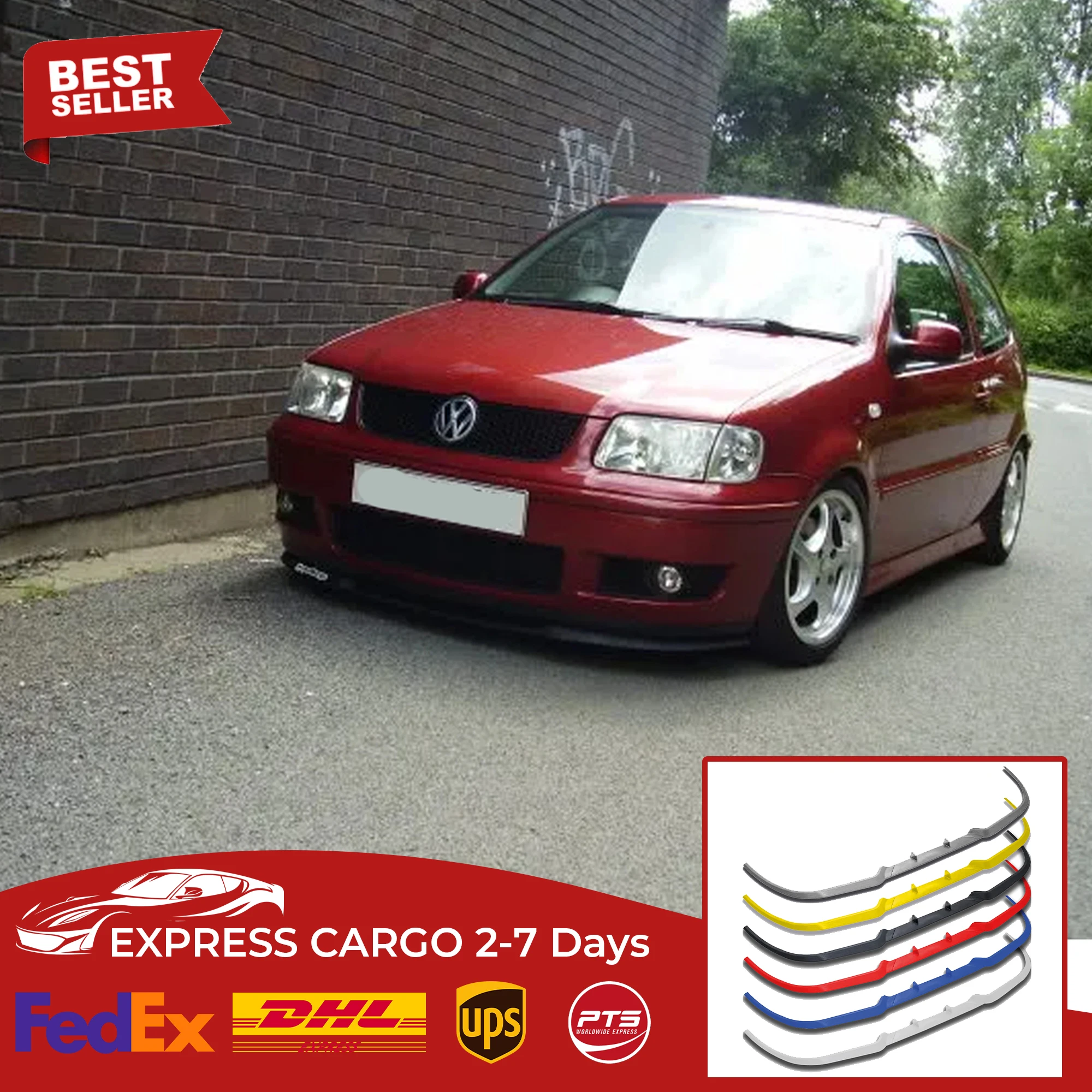 

For VW Polo 6N2 MK3 CUPRA R FRONT SPOILER BUMPER LIP Euro Spoiler Lip Universal 3 pcs Body Kit