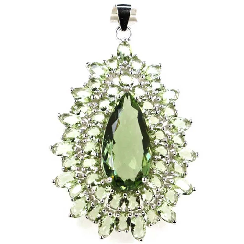 48x30mm lujo grande 7,5g turmalina rosa amatista verde violeta tanzanita llamativo 925 colgante de plata esterlina sólida