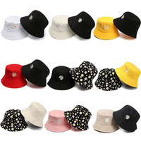 Summer Daisies Bucket Hat Women Fashion Cotton Beach Sun Hats Reversible Bob chapeau Femme Floral Panama Hat Fisherman Cap