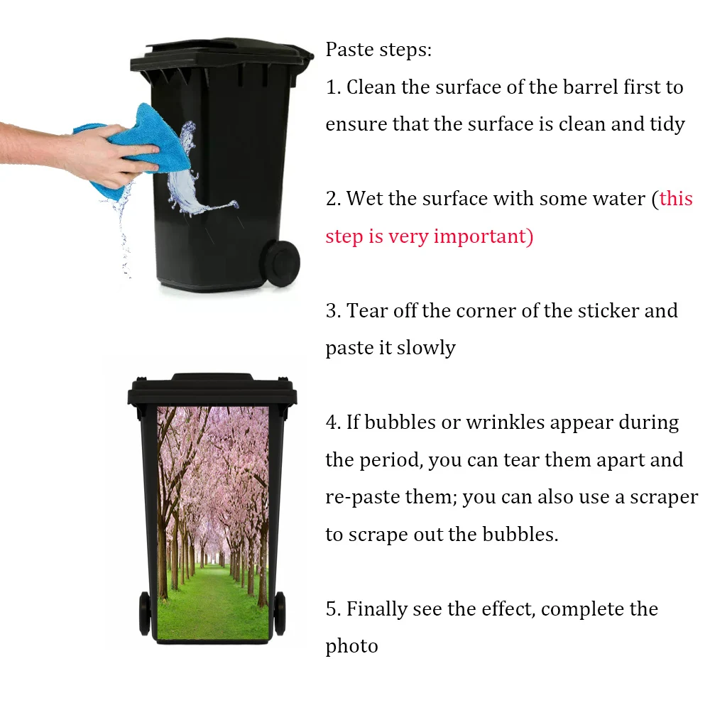Self-adhesive PVC Trash Can Sticker Custom Size Waterproof Wallpaper Garbage Bin Renovation Cover Decal Mural For Kitchen Decor view 5