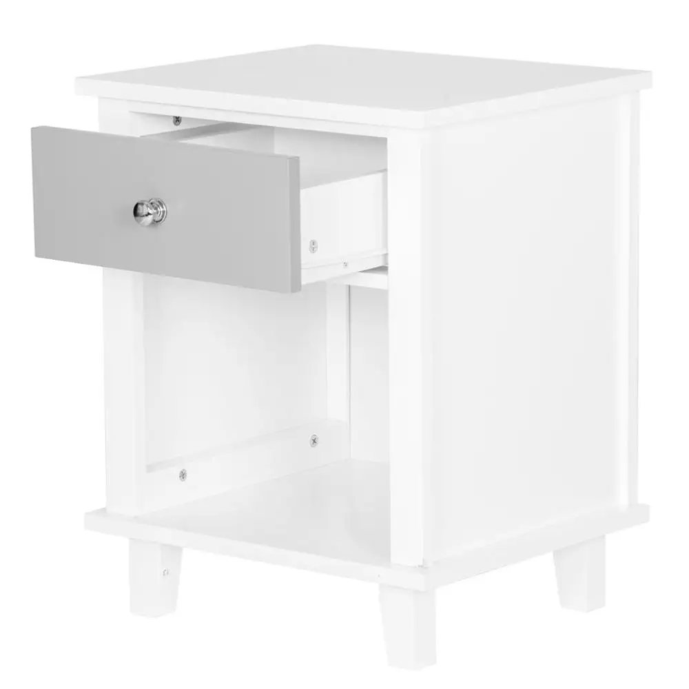 Wooden Nightstands White Beside Table with Drawer Storage Shelf for Bedroom Home Decoration