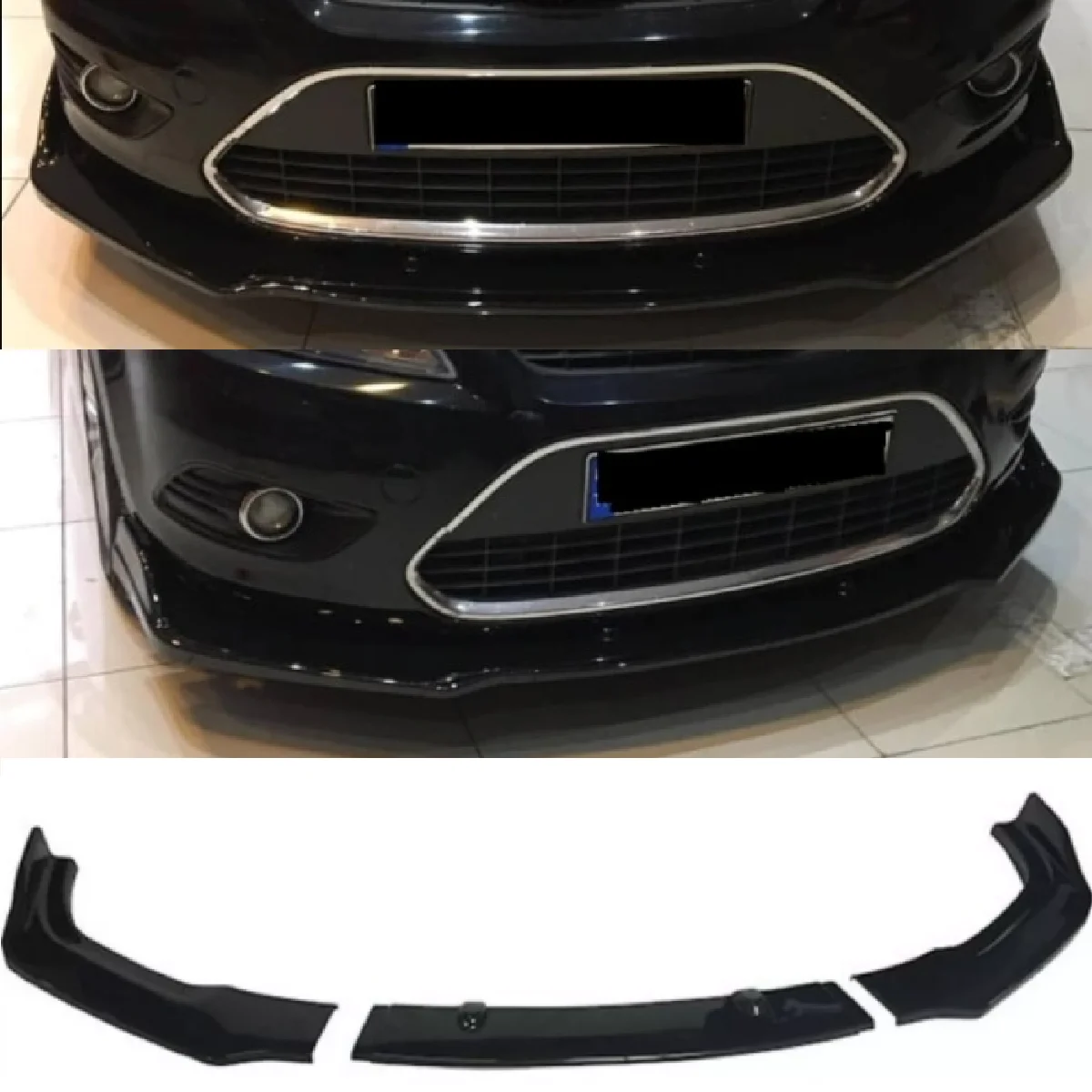 

For Ford Focus 2MK2 Front Bumper Lip Body Kit Spoiler Splitter Diffuser Lip 3PCs HighQuality ABS Plastic Professional Universal