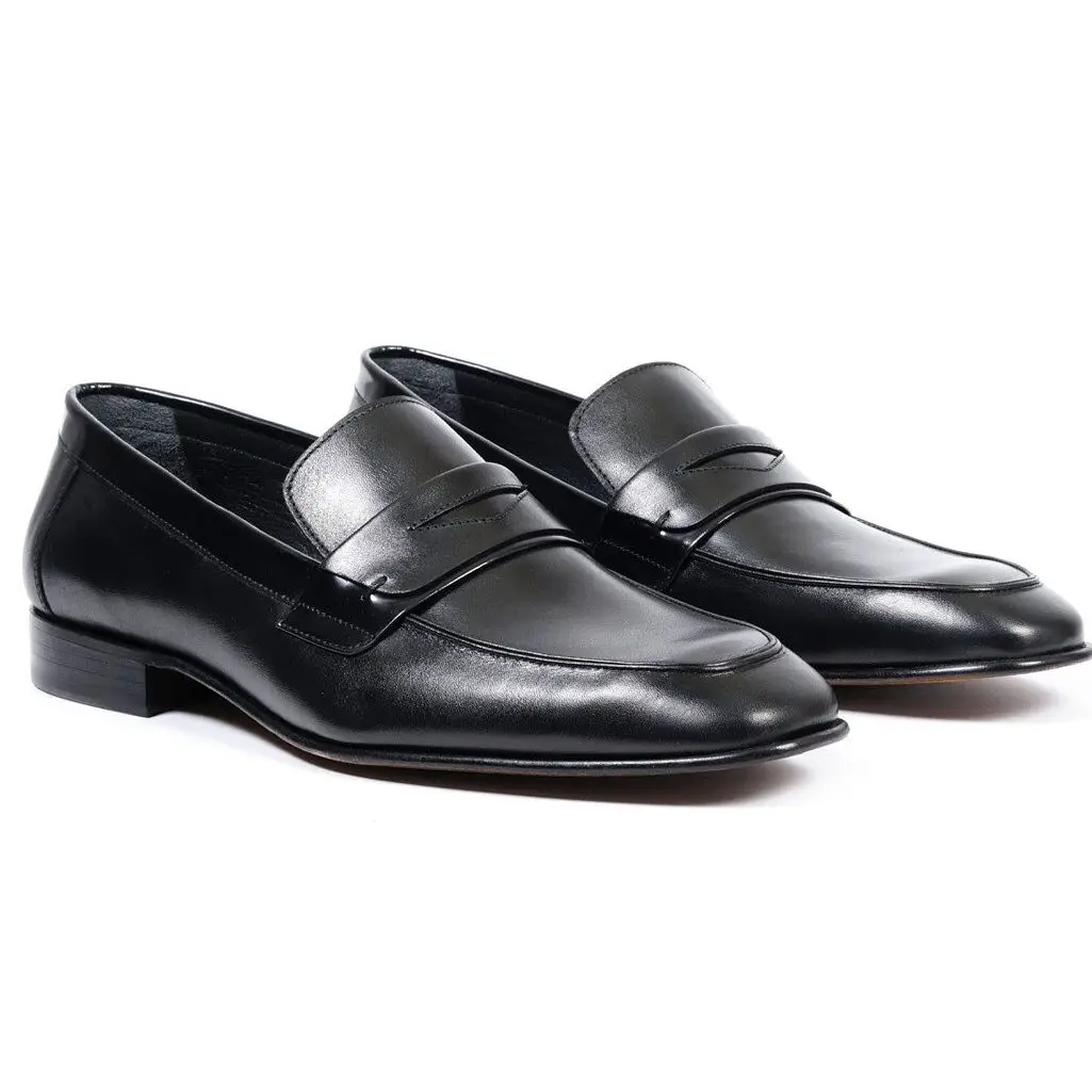 Black Genuine Leather Classic Men's Shoes High Quality Genuine Calfskin Handmade Made in Turkey