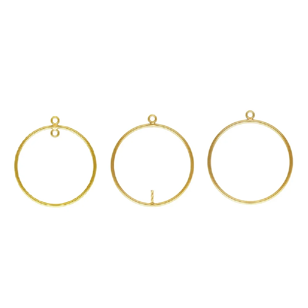 

2pcs 14K Gold Filled Circle Drop Charms with In and Out Ring Round Jump Rings w/ Peg Wire 1mm(18 Gauge)