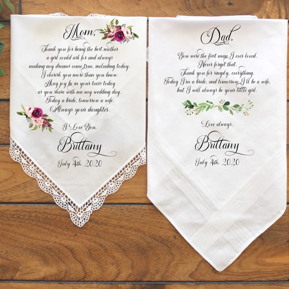 Personalize Wedding Lace Handkerchief Gift-Lace Hankie Custom wedding handerchief For Parents -Handkerchief -Bridal Handkerchief