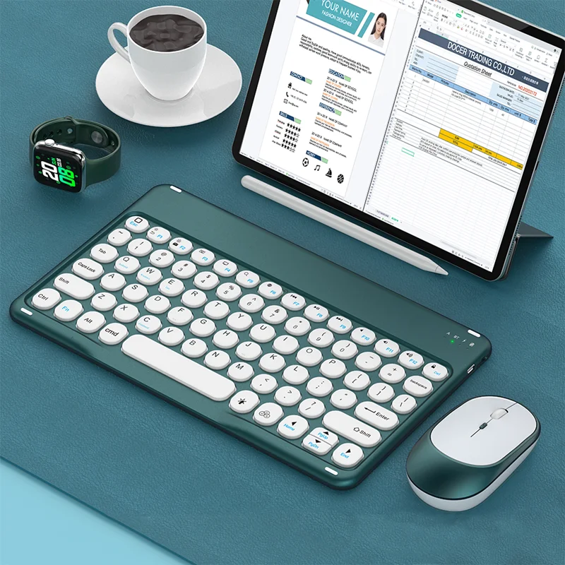 

Bluetooth Keyboard Mouse For iPad Xiaomi Samsung Huawei Korean Russian French Spanish Arabic Hebrew Ultra Thin Wireless Keyboard