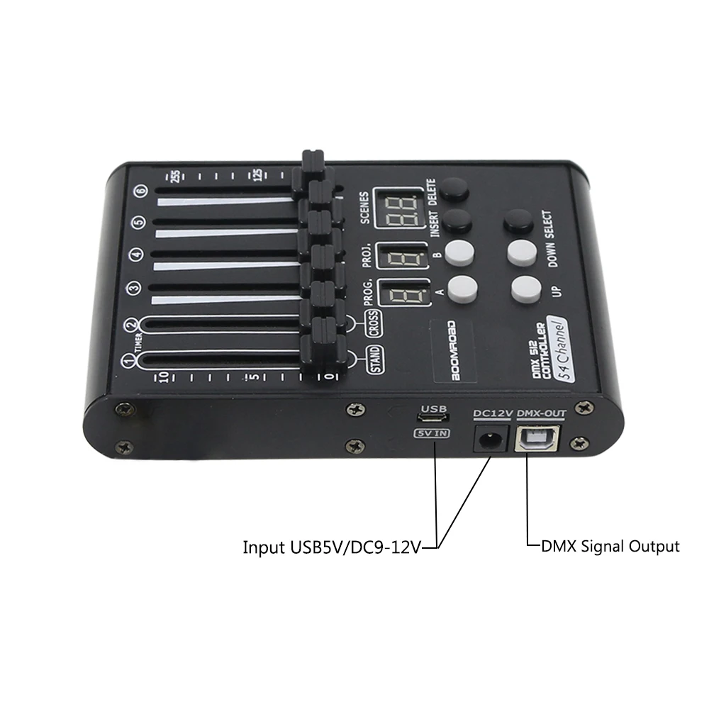 Novo mini efeito de iluminação de palco dj controlador luz de discoteca controlador dmx led luz palco 54ch dj console alimentado por banco potência