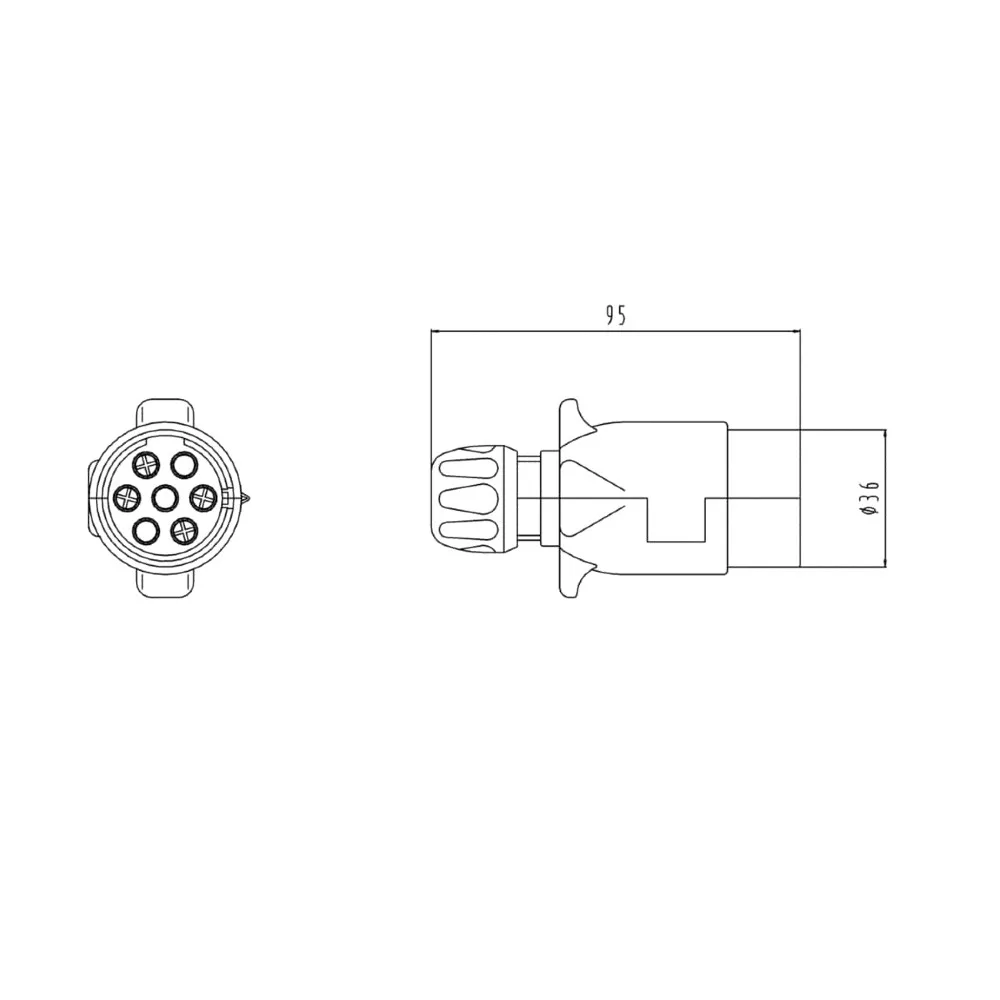 7 pole Plastic Trailer Caravan Plug 12 V 7 Pin Erich-Jaeger