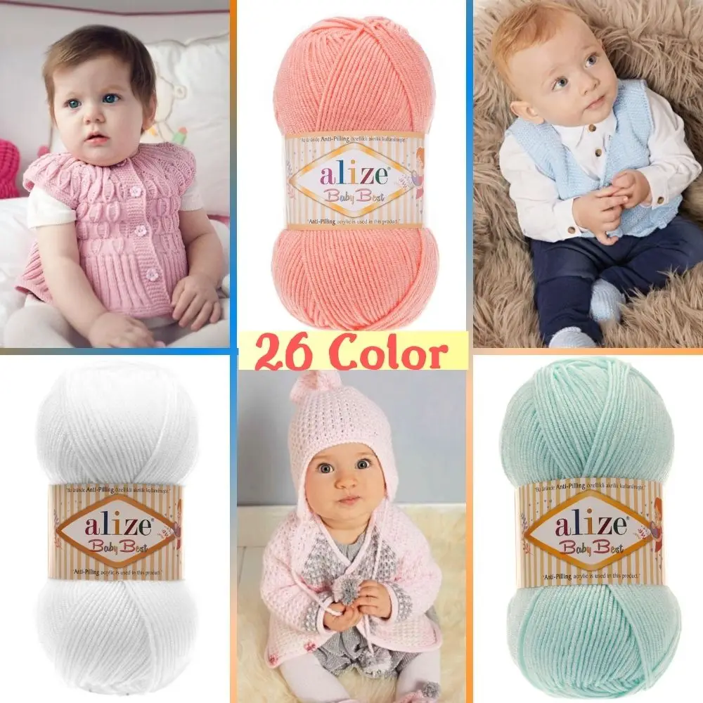 Alize Baby Best Bamboo Ball Hand Knitting Yarn, 100 Grams 240 Meters, Thread Anti-pilling Acrylic, Autumn / Winter Season, Crochet, Clothes, Cardigan, Blouse, Quality, Hobby, Packs, Palmie, Made In Turkey – DIY