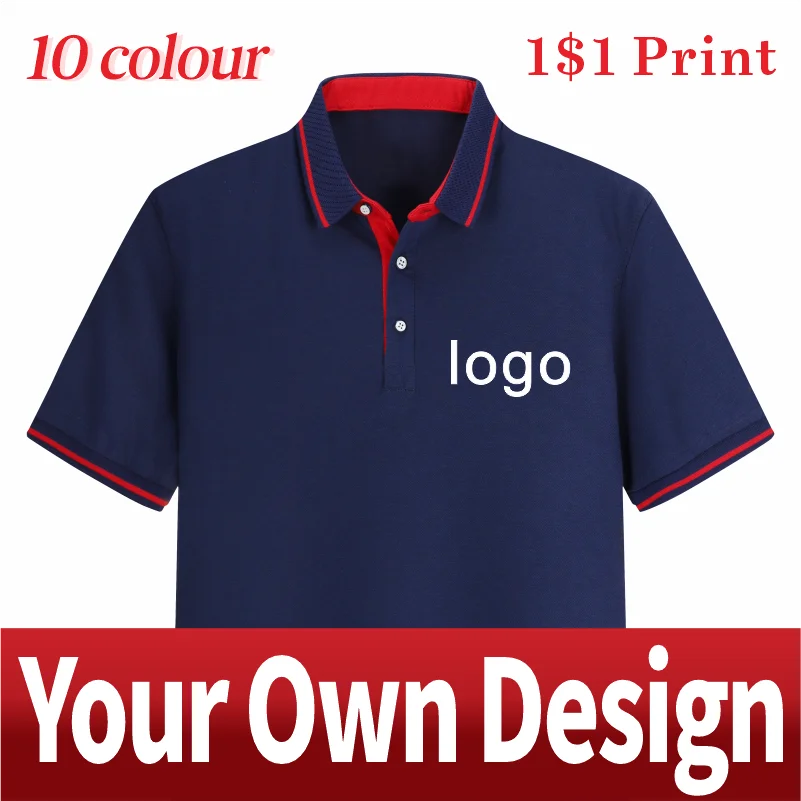 10 colors Casual Summer Short-sleeved Solid Color Cotton POLO Shirt Personal Group Uniform Custom Printed Design Photo LOGO