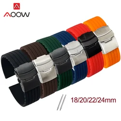 Silicone Sport Strap 18/20/22/24mm Folding Buckle Universal Waterproof Rubber Men Replacement Bracelet Band Watch Accessories