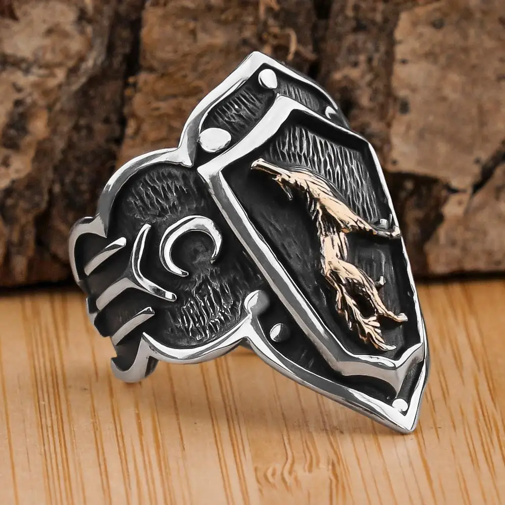 

Solid 925 Sterling Silver Adjustable Wolf Thumb Men's Ring Handmade High Quality Gift Engraved Vintage Jewelry Gift For Him