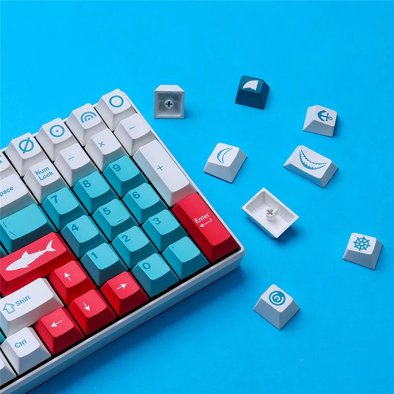 GMK Cá Mập Mồi Keycaps Anh Đào Hồ Sơ PBT Dye-Sub 129 Phím Keycap Cho Switch Cherry MX Cơ Cá Tính keycap