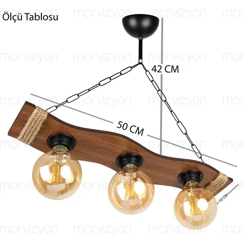 Morvizyon Wood Chandelier New Design 3 PCs Lighting Wood Chain Rope Chandelier-M218 Coffee home lounge elegant and design chandelier