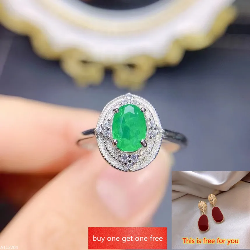 Boutique jewelry 100% 925 Sterling Silver Natural Grandmother Emerald Girls' Ring Electroplated Platinum  Facet Support Recheck