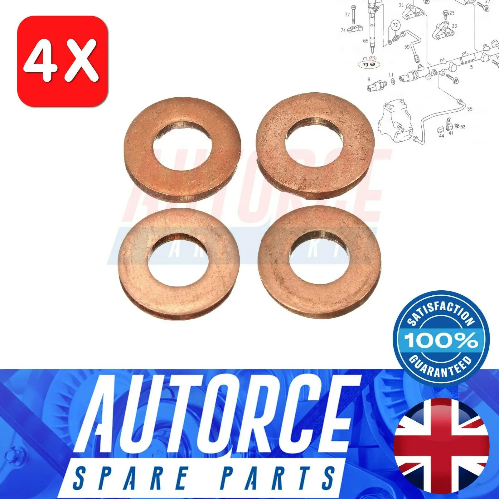 4X FOR VAUXHALL ASTRA CORSA MINI ONE COOPER COUNTRYMAN CLUBMAN TO FUEL INJECTOR SHIM