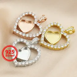 8MM Keepsake Mother Milk Resin Heart Halo Pendant Prong Settings Mother Baby Solid 925 Sterling Silver Charm Bezel 1431132