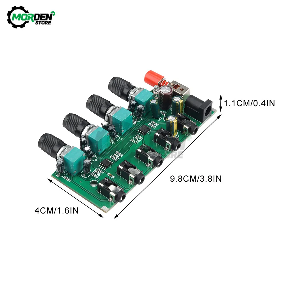 U-401 DC 5V-12V Stereo Audio Mixer 4 Input /2Input 1 Output Control Board Sound Mixing DIY Headphones Amplifier Tool Accessories