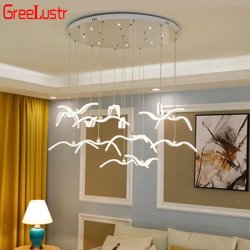 Acrylic Seagull Pendant Lights Luxury Restaurant Living Room Ceiling Lamp Nordic Home Appliances Chandelier for Bedroom Lighting