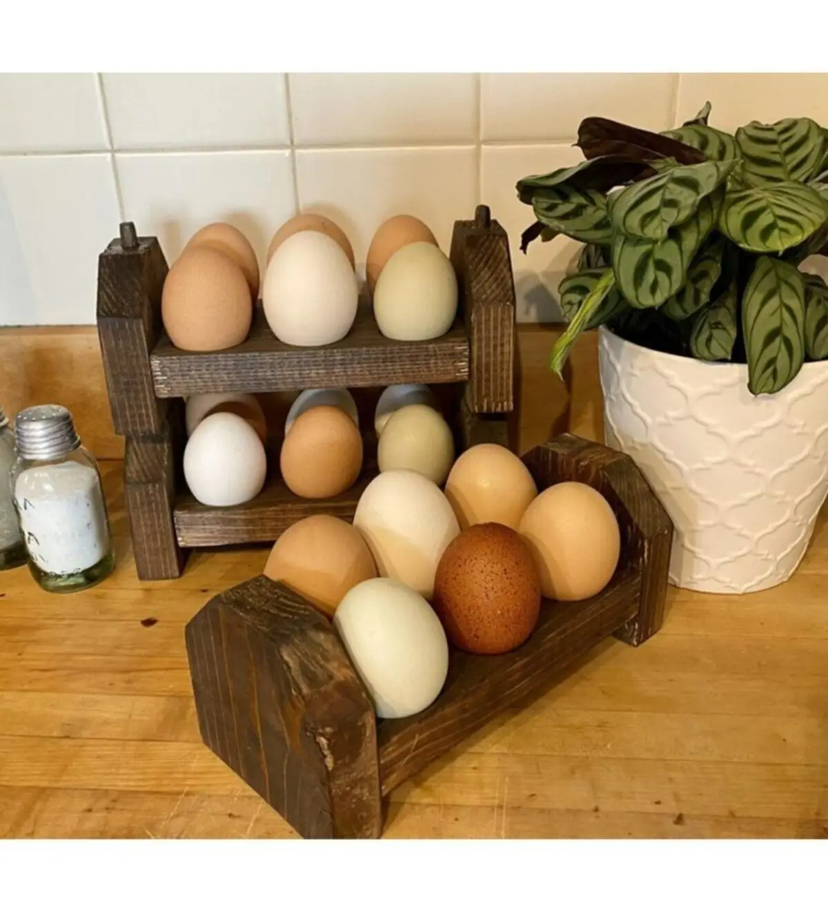 

Wooden Egg Storage Rack 3 Tiers Refrigerator Egg Organizer Container 18 Grid Space Saving Kitchen Egg Holder Natural Farm's Life