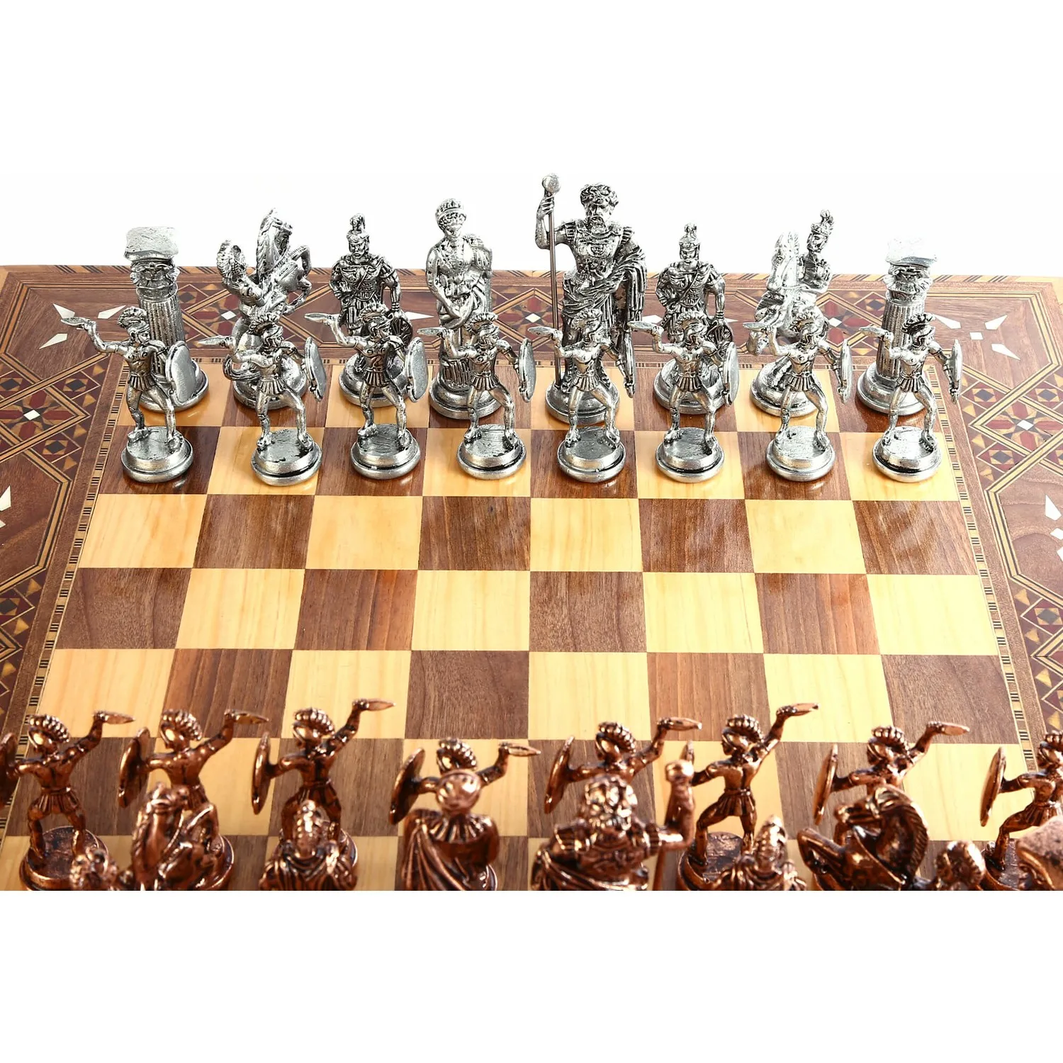 Large Size Metal Roman Chess Set Antique and Handmade Solid Wood Chess Board Luxury and Classy Free Shipping Worldwide