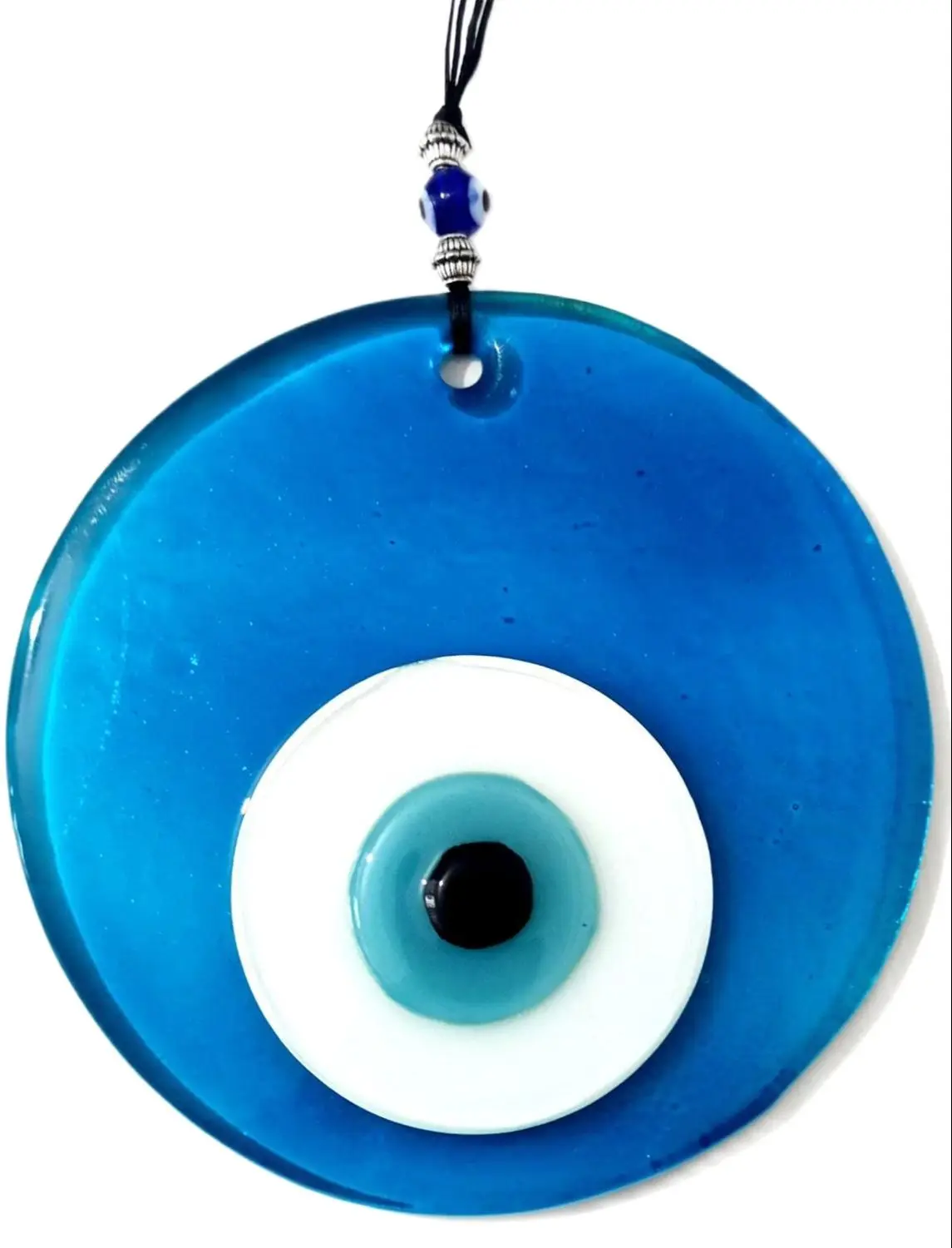Transparent Turquoise Handmade Evil Eye Beaded Glass Wall Decoration