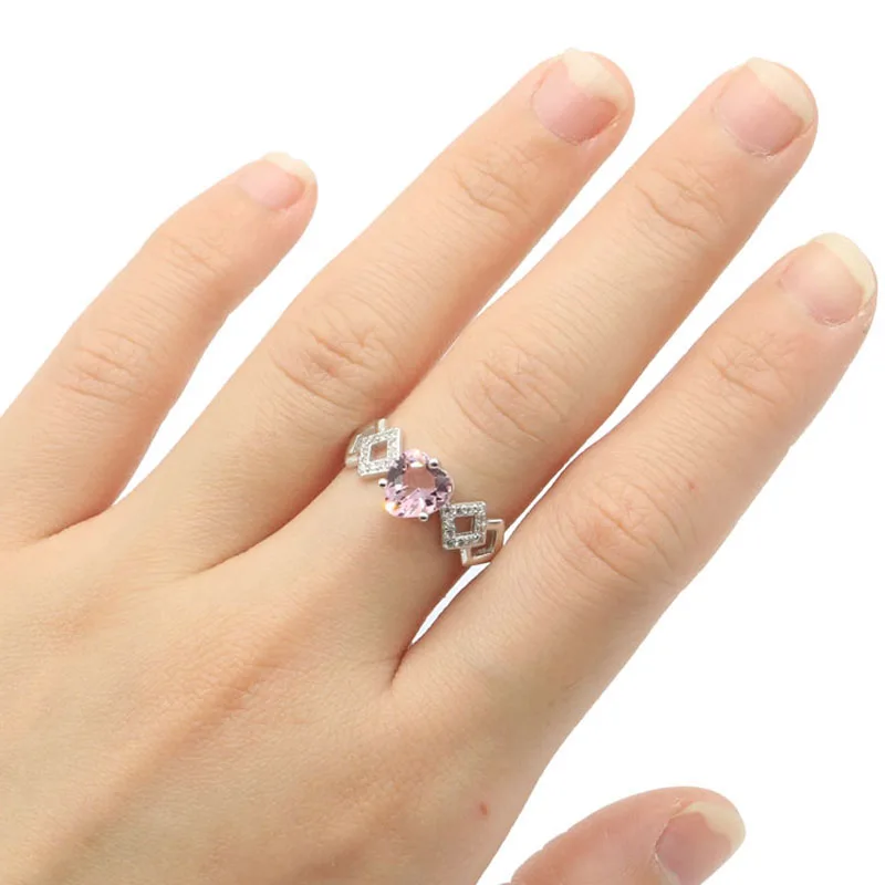 Buy 4 Get 1 Free 8x8mm Infinity Lovely Heart 2.1g kunzite London Violet Tanzanite Real 925 Solid Sterling Silver Rings Wholesale