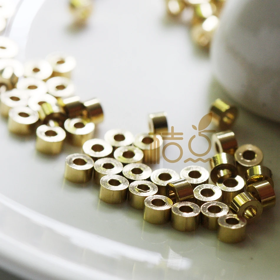 DIY Supply-60 Pieces Solid Raw Brass Finding Spacers - Tube 3.5x2mm (4414C-Q-45)