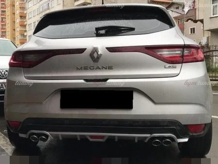 For Renault Megane 4 Hatchback Universal Black&Grey 4 Fake Exhaust Rear Bumper Diffuser ABS Plastic Car Styling Auto Accessory