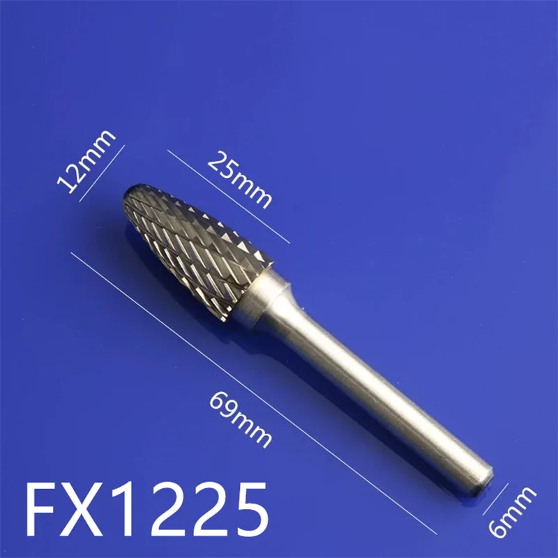 1pcs 6mm*12mm Carbide Tungsten Steel Grinding Head Double Cut Milling Cutter Woodworking Rotary File CNC Tools Engraving Cutter