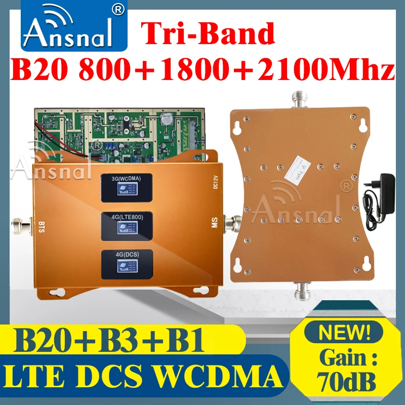 Amplificateur de signal 4G, répéteur cellulaire, données LeicBand, amplificateur de téléphone portable DCS, WCDMA, 4G, 800, 1800, 2100, B20 v1.B1
