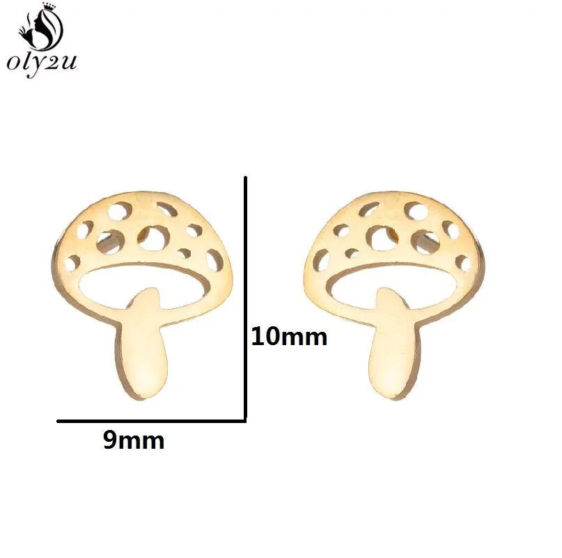 Bohemia Plant Stainless Steel Earrings Women Fashion Apple Cherry Leaf Mushroom Flower Stud Earring Piercing Jewelry Wholesale