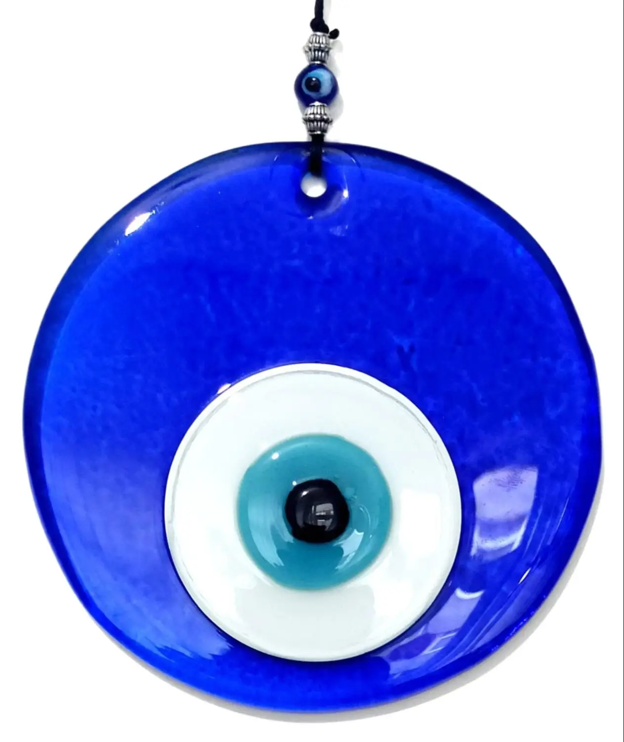 Transparent Blue Handmade Glass Evil Eye Bead Wall Ornament