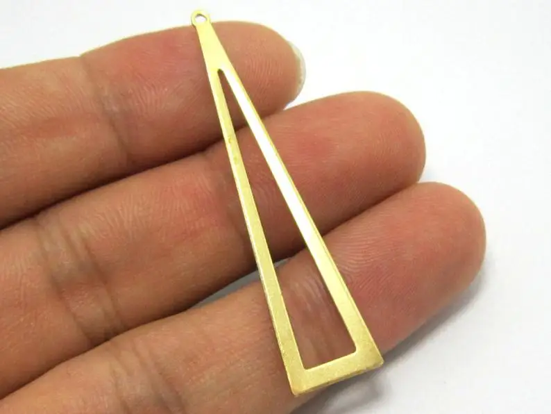 20pcs - Long Triangle Earring Charms, Brass Triangle Connector, 50x11mm, Earring Findings, Jewelry Making - R586