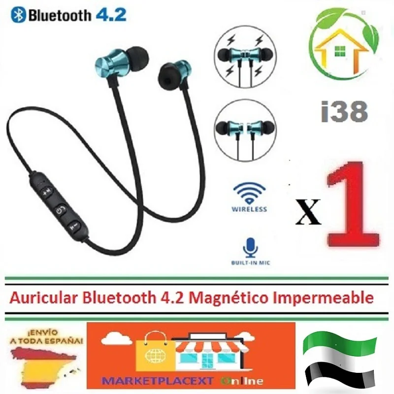 Headset BLUETOOTH headset magnetic wireless 4.1 lock with i38 magnet from Spain MARKETPLACEXT