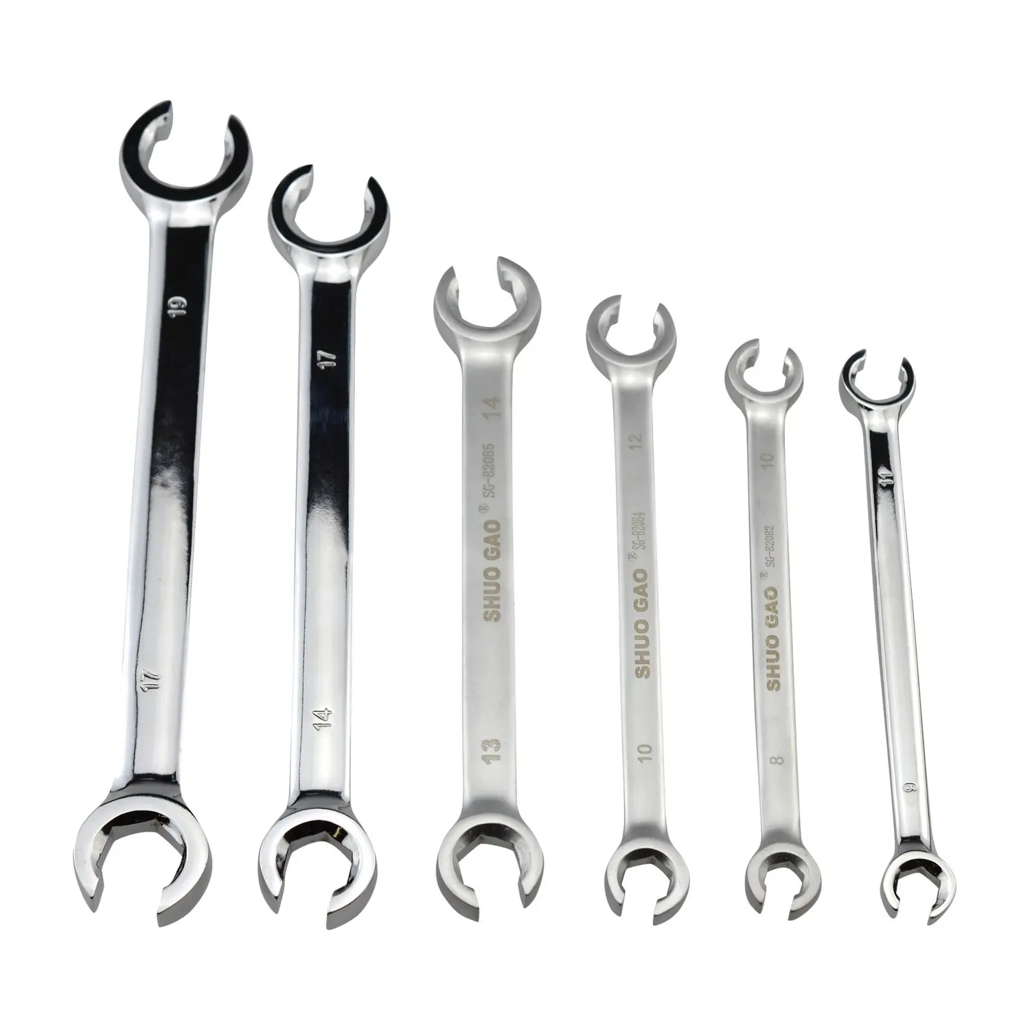6-delige set steeksleutel uitlopende moerset 8-19 mm