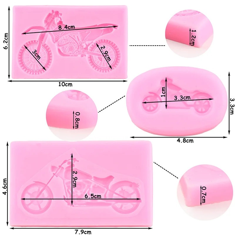 3D Motorcycle Silicone Mold Locomotive Cupcake Fondant Molds DIY Party Cake Decorating Tools Candy Clay Chocolate Gumpaste Mould