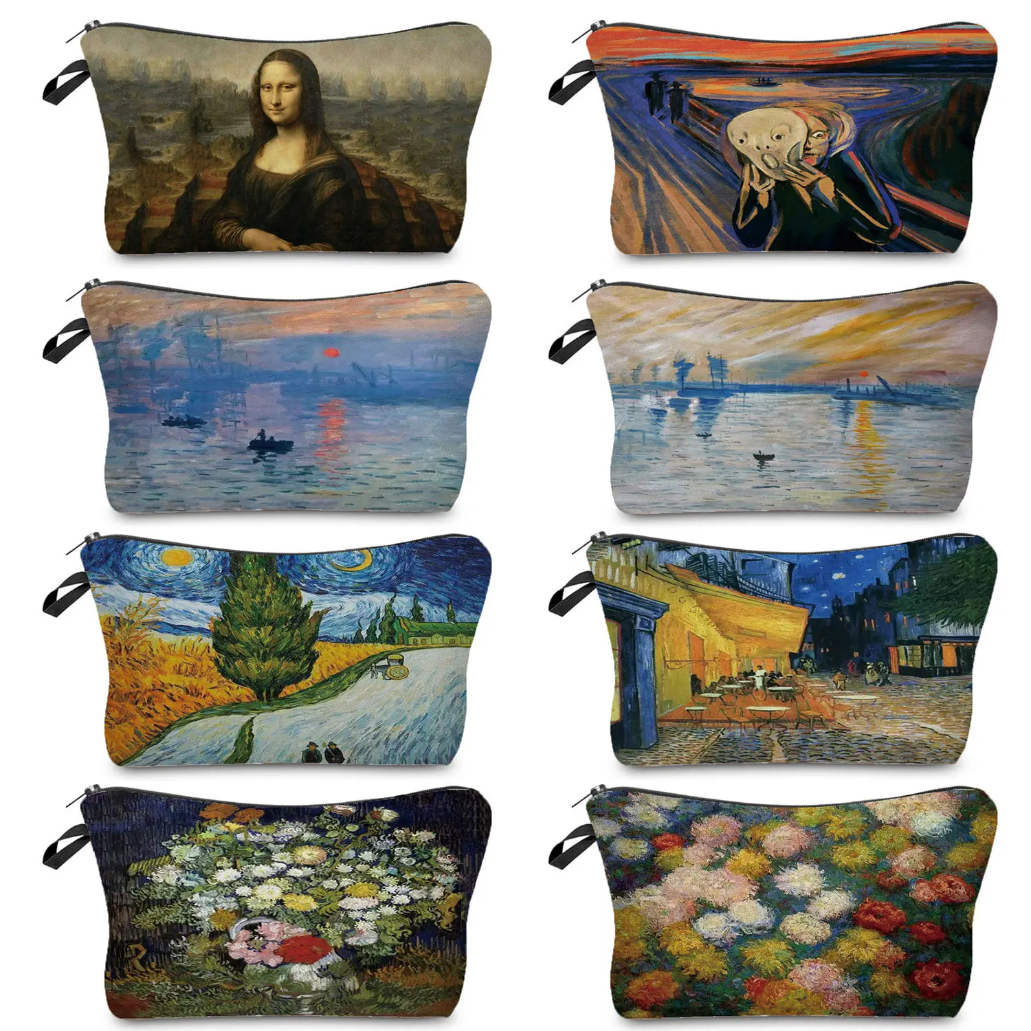 Bolsa de maquillaje con pintura al óleo de girasol de Noche Estrellada de Van Gogh, bolsas organizadoras encantadoras, bolsas de viaje, bolsa de cosméticos para mujer