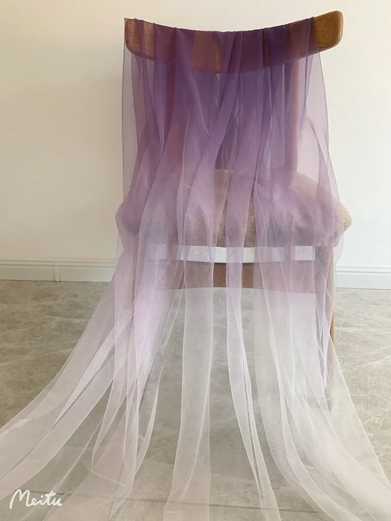 

10 yard Purple Dip Dye Style Tulle Fabric With Ombré Colors, Well Drape Tulle Lace Fabric For Dress, Wedding Prop,