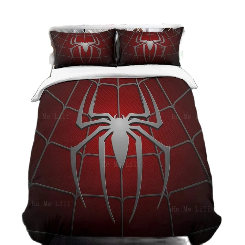 

Spider Web Duvet Cover Set Red Spider Pattern Decorative Bedding