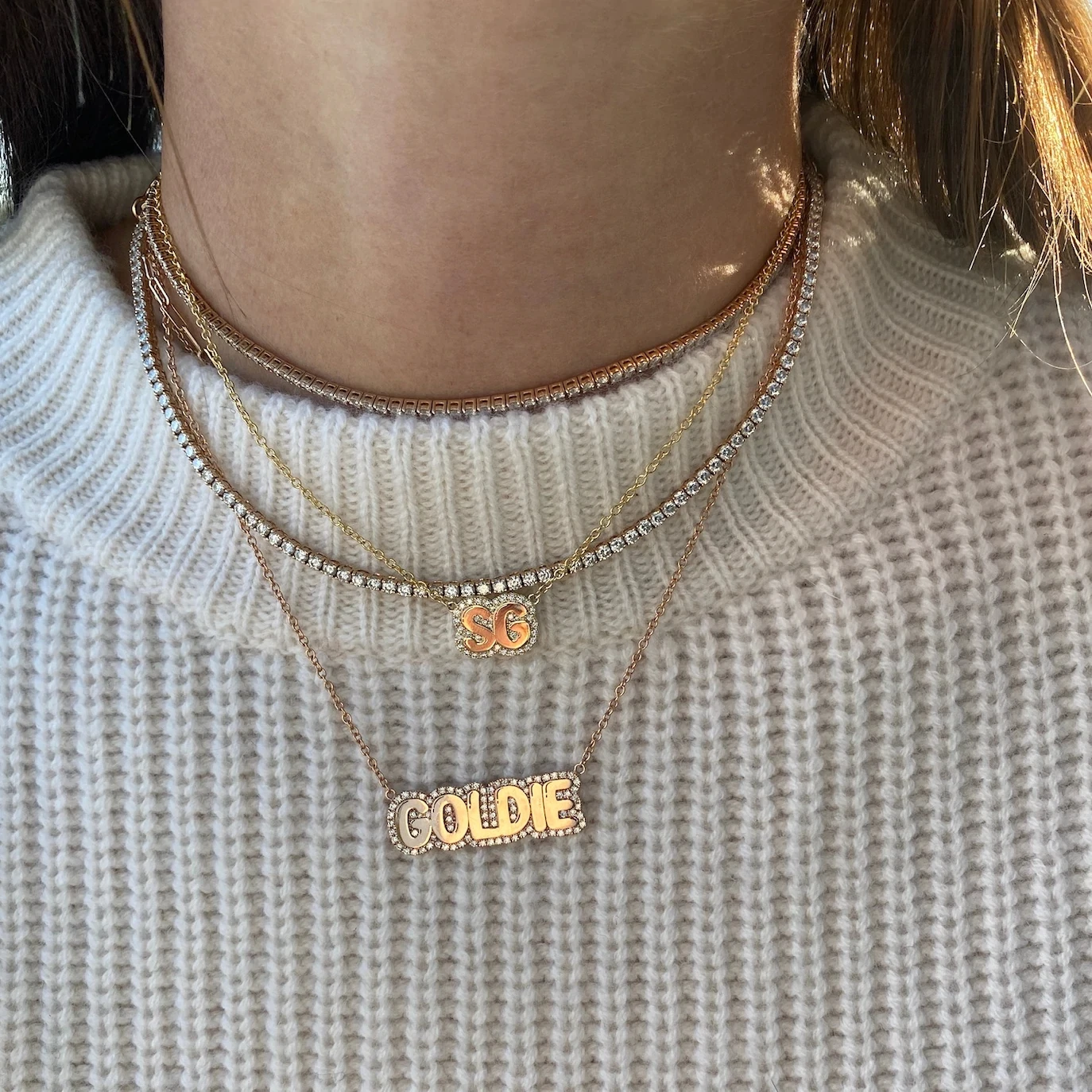 Custom Bubble Name Necklace Personalized Rhinestone Names Nameplate Zircon Letters Plated Sparkle Chain Shining Diamond Pendant