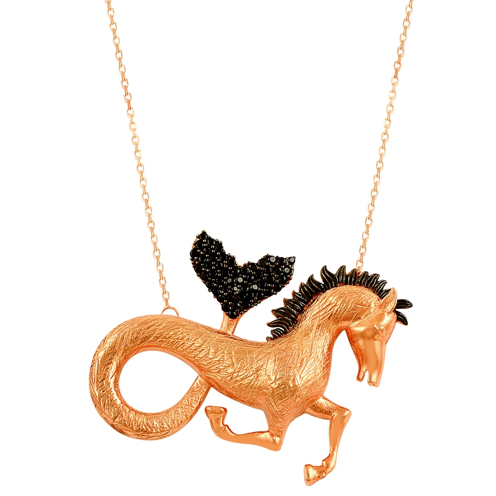 Fantasy Seahorse Necklace Mythological Horse Statement Boho Necklace 925 Sterling Silver Unisex Necklace Legendary Horse