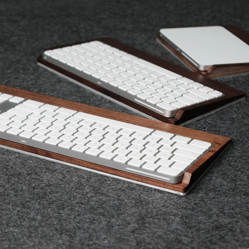 

Kashcy Walnut Solid Wooden Tray Palm Rest For Magic Keyboard Magic Trackpad Wrist Support Pad Aluminum alloy wool felt bottom