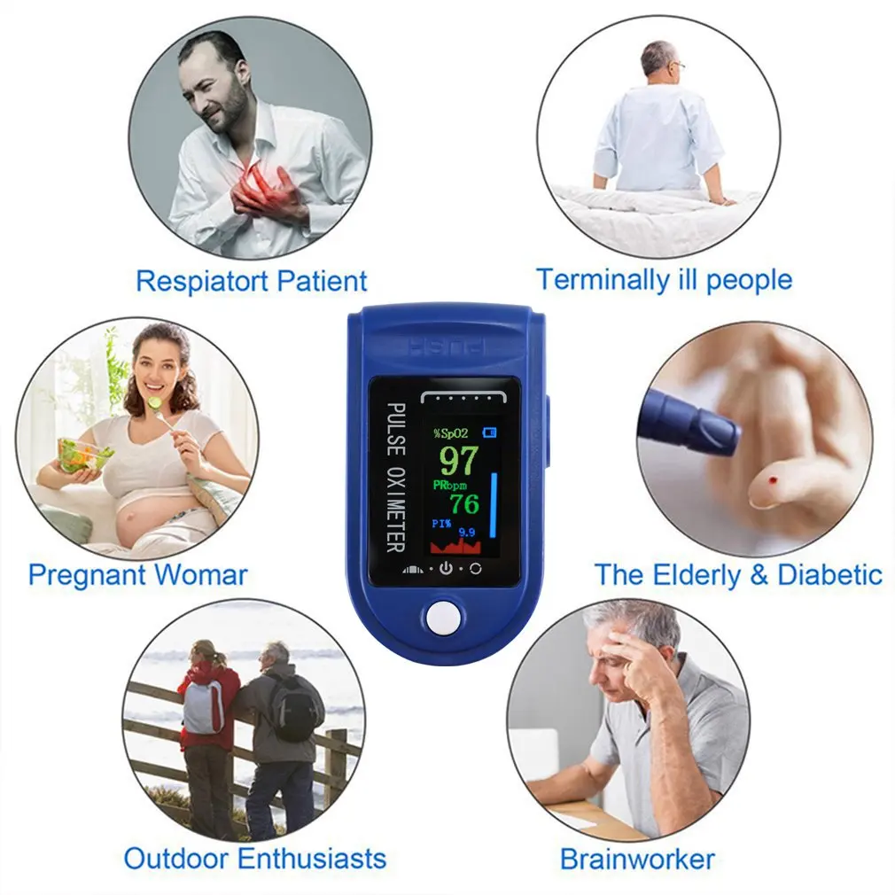 Medical Digital OLED Finger Clip Pulse Oximeter SPO2 PR PI Heart Rate Monitor Blood Oxygen Saturation Meter Diagnostic Tool