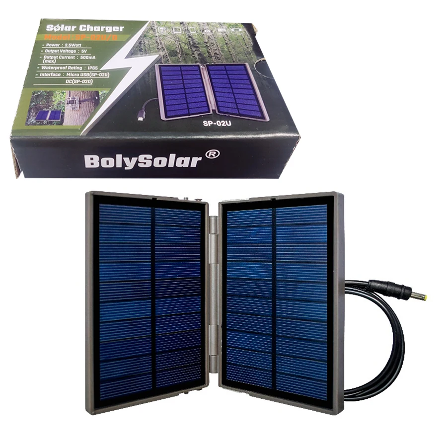 SP-02D External Power Solar Panel 4*1.7mm Diameter 0.8m Cable For BG668 BG662 BG636 Boly Hunting Cameras Caza Accessories Solar