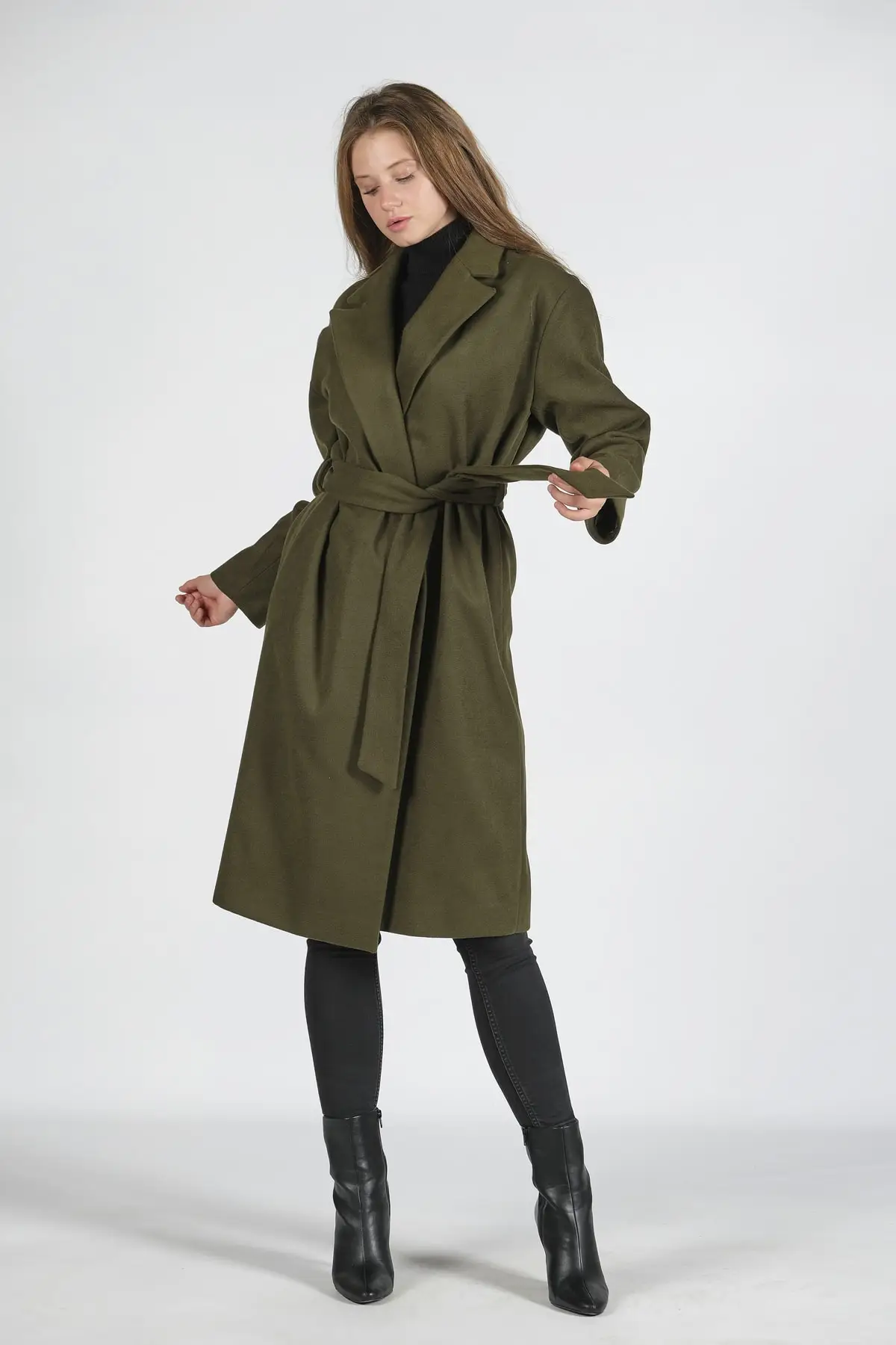 Kuruvaz-Manteau à col en laine pour femme, CombLong CombCashmere, Vêtements à la mode, Automne et hiver, Turquie